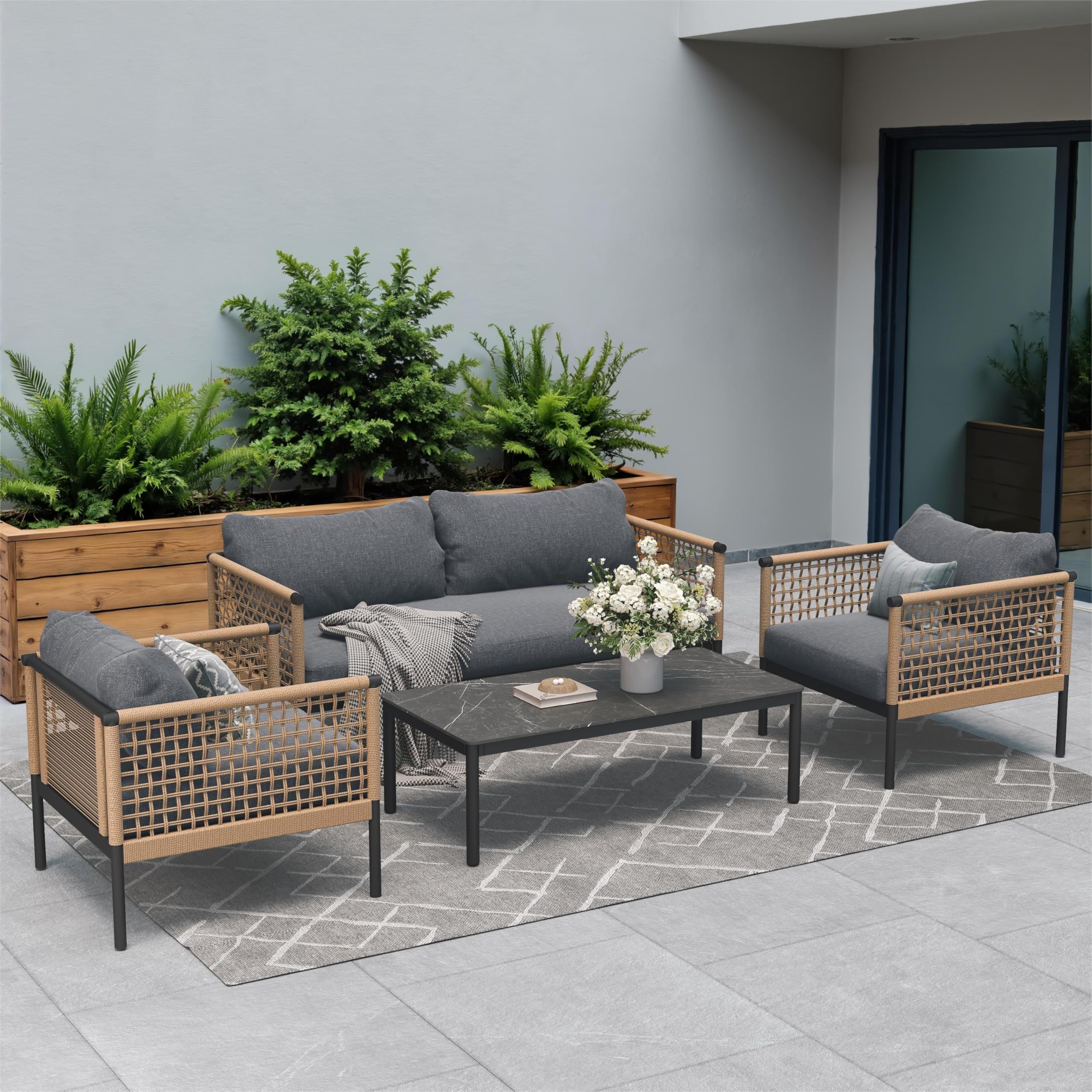 Amazon.com : Grand patio Outdoor 4-Piece Conversation Set Rust